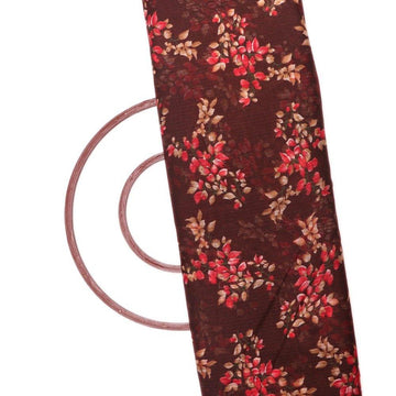 brown colour floral print kota doria fabric